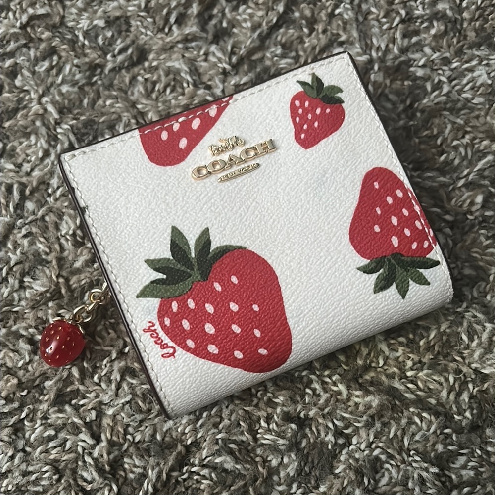 Coach White and Red Strawberry Wallet